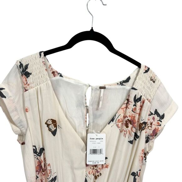 NEW Free People All I Got Floral Maxi Dress Boho Peasant Women's Ivory Size 4 - Picture 6 of 14